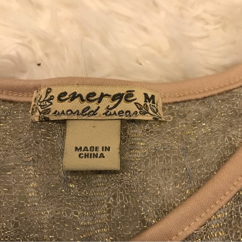 Energe Gold cami semi sheer with lace long sleeve size medium new with t… - Picture 4 of 5